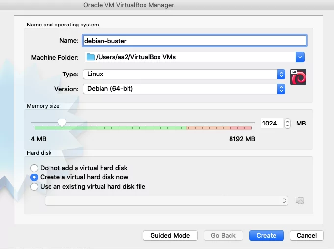 Creation VM Debian Buster sous VirtualBox - 1