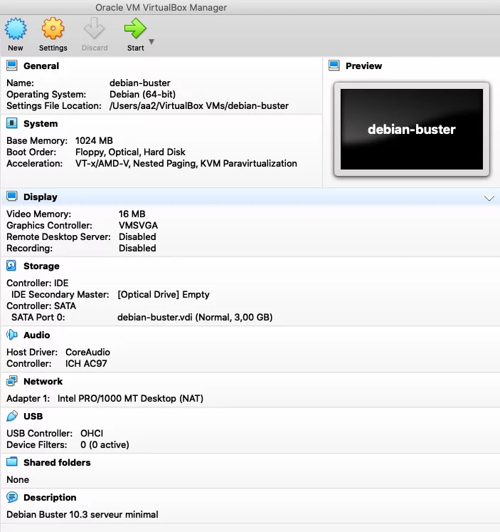 Creation VM Debian Buster sous VirtualBox - 3